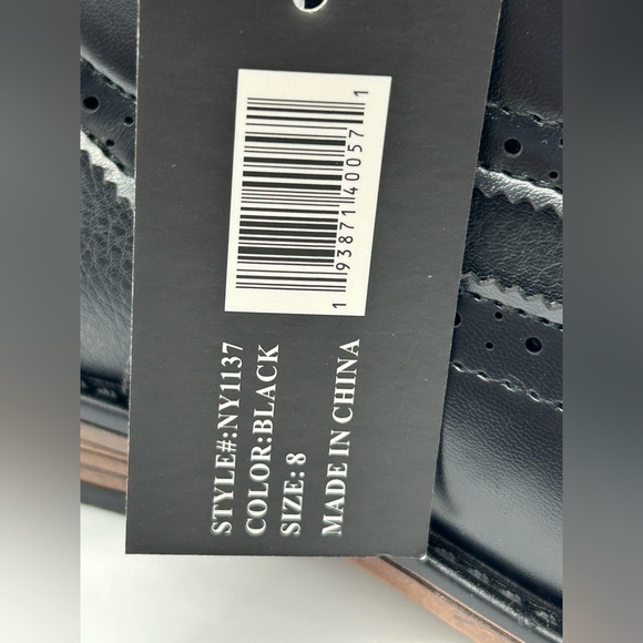 Men’s Black Dress Boots Wingtip Oxford Ankle Boots, Classic Lace-Up, Size 8 NWT - Picture 11 of 11